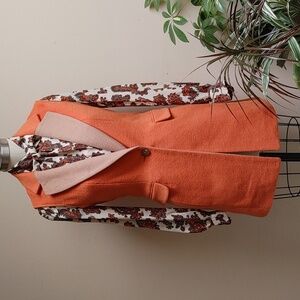 SOUP Orange and Tan Camel Hair Sleeveless Vest Tailored Topper Size M